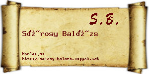 Sárosy Balázs névjegykártya